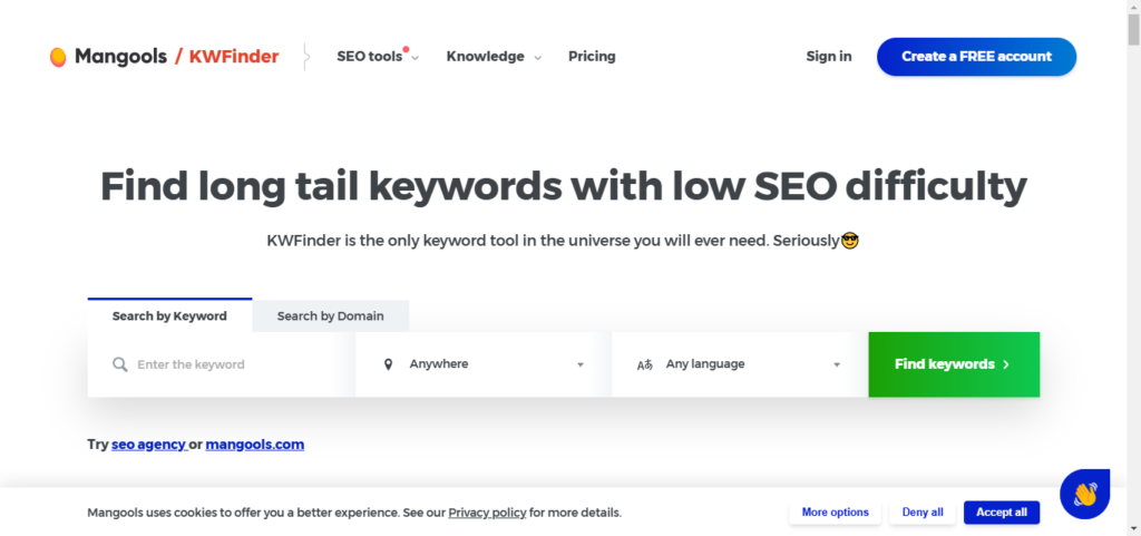 KWFinder[ Mangools]: 6 Best Keyword Research Tools In The Industry