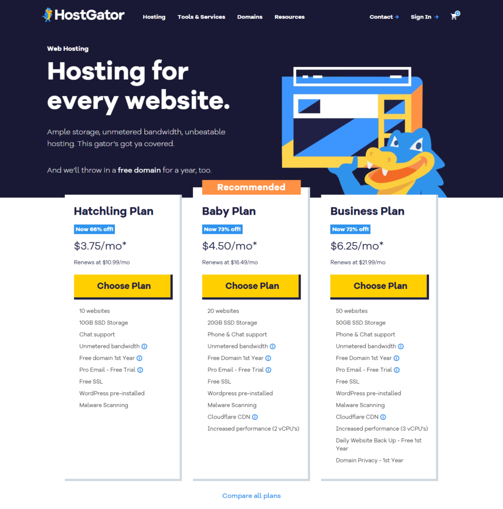 hostgator web hosting plans